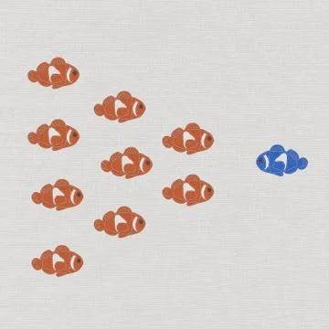 Fish leader on white background with stitch style, unique and diffrent busine Stock Illustration
