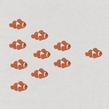 Fish leader on white background with stitch style, unique and diffrent busine Stock Illustration