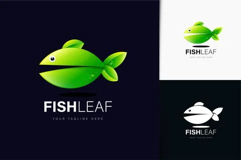 Fish leaf logo design with gradient Stock Illustration