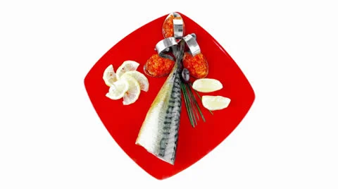 Fish with lemon and caviar Vídeos de archivo 25207577