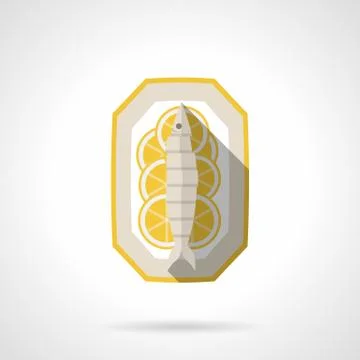 Fish with lemon flat vector icon Illustrazione stock