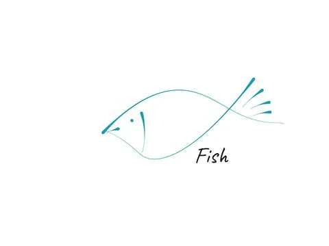 Fish line art logo vector illustration on a clean white background Stock Illustration
