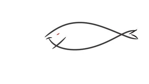 Fish line art logo vector illustration on a clean white background Stock Illustration