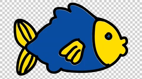 Fish line drawing illustration animation with transparent background Stock Footage 44207349