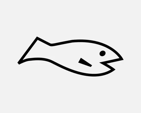 Fish Line Icon Full Side View Marine Sea Ocean Animal Creature Icon Sign Vector Stock Illustration