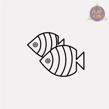 Fish line icon Stock Illustration