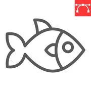 Fish line icon. Aquatic vector illustration isolated on white. Seafood  outline: Graphic #95751149