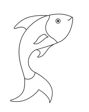 Fish - linear vector illustration for coloring - emerging fish. Jumping fish Illustrazione stock