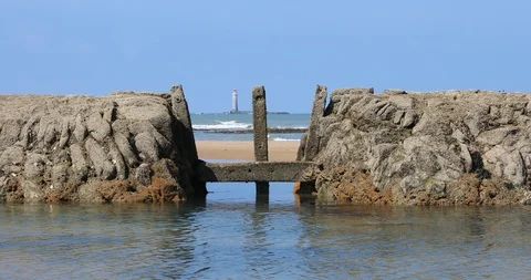 Fish lock at low tide Stock Footage 109435130