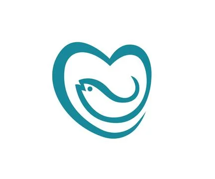 Fish Logo Design Template Combined with a Love Shape. Stock Illustration