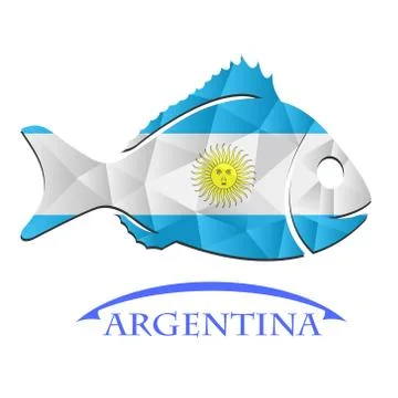 Fish logo made from the flag of argentina. Stock Illustration