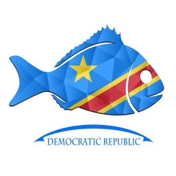 Fish logo made from the flag of Democratic Republic Stock Illustration