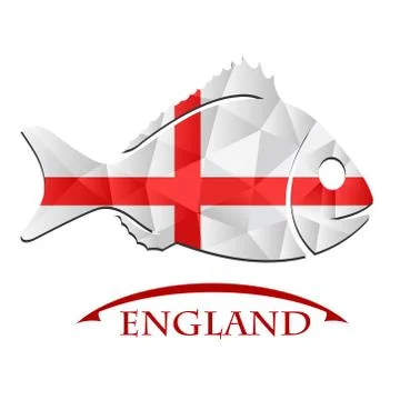 Fish logo made from the flag of  England Stock Illustration