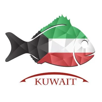 Fish logo made from the flag of Kuwait. Illustrazione stock