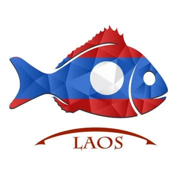 Fish logo made from the flag of Laos. Stock Illustration