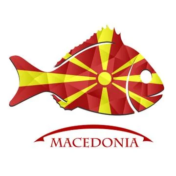 Fish logo made from the flag of  Macedonia. Stock Illustration