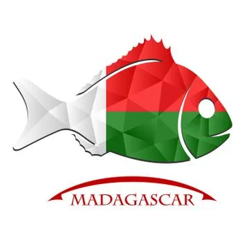 Fish logo made from the flag of Madagascar. Stock Illustration