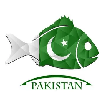 Fish logo made from the flag of Pakistan. Illustrazione stock