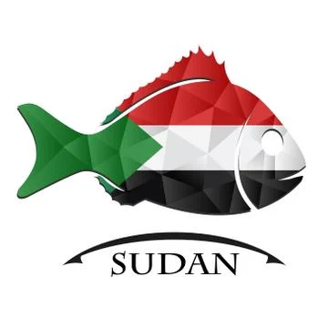 Fish logo made from the flag of  Sudan Stock-Illustration
