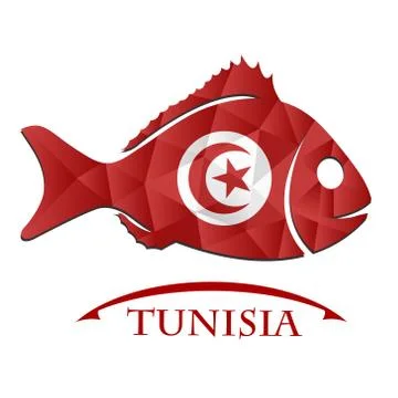 Fish logo made from the flag of  Tunisia Stock Illustration
