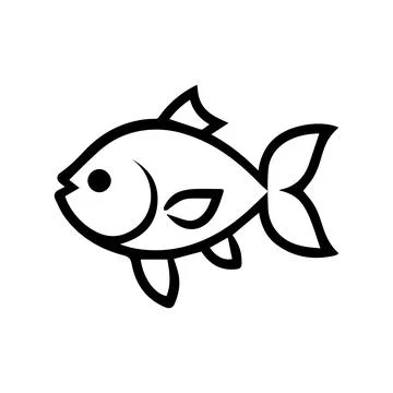 Fish logo or modern line icon. Vector line art and icon design with bold ou.. Stock Illustration