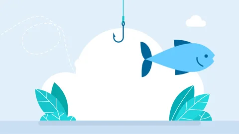 Fish looking questioningly on a fishhook. Metal fishing hook on a line. Phishing Stock Footage 256450065