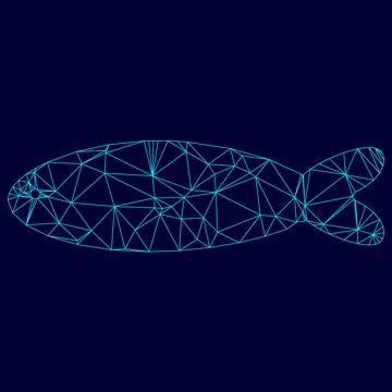 Fish low poly triangulation triangulated polygonal electric cyan blue vibrant Ilustración de archivo