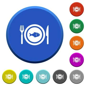 Fish for lunch beveled buttons Stock Illustration