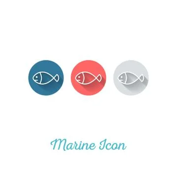 Fish Marine Flat Icon - Webdesign Element with Long Shadow Stock Illustration