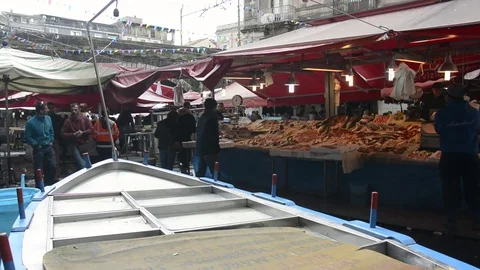 Fish market of Catania Stock Footage 73302520