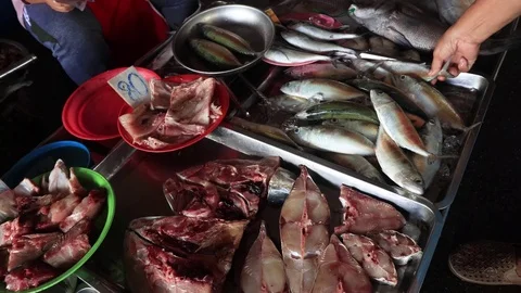 Fish market Video stock 124399954