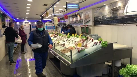 Fish market Video stock 145219352