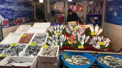 Fish market Stock Footage 145290906