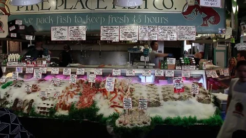 Fish market, people Stock Footage 81160557