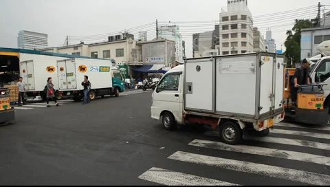 Fish market traffic Stock Footage 985207