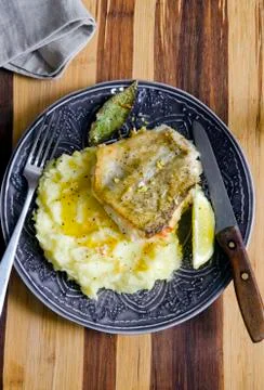 Fish with mash Stock Photos