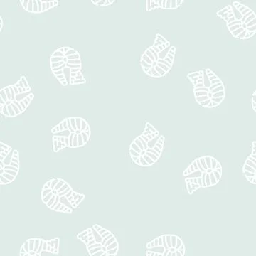 Fish meal with wasabi line vector seamless pattern Stock Illustration
