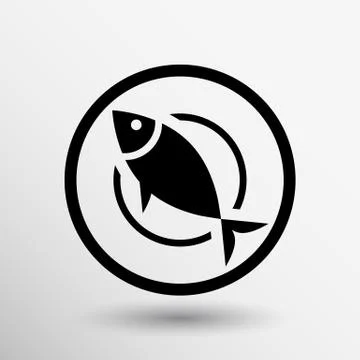 Fish menu icon logo seafood fork tuna vector Stock Illustration