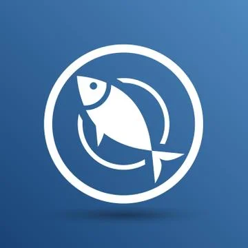 Fish menu icon logo seafood fork tuna vector Stock Illustration