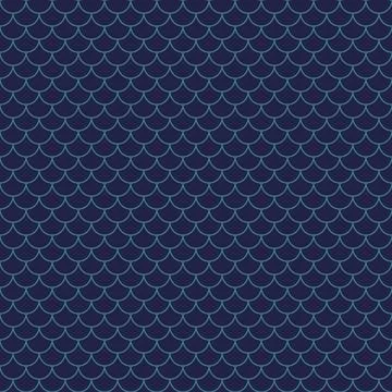 Fish mermaid scales seamless pattern. Dark blue marine theme seamless pattern Stock Illustration