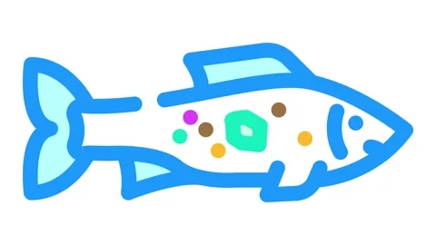Fish microplastics animation Stock Footage 327255746