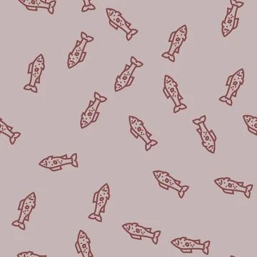 Fish microplastics line vector seamless pattern 스톡 일러스트