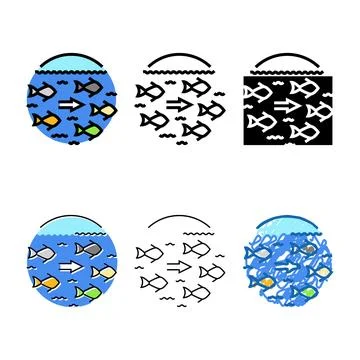 Fish migration hydroelectric variants power color icon vector Stock Illustration