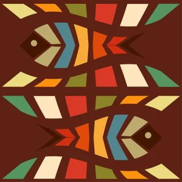 Fish mosaic seamless pattern Stock Illustration