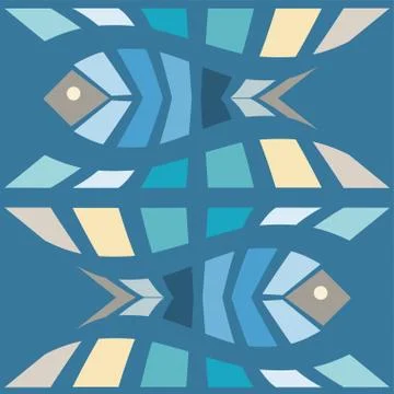 Fish mosaic seamless pattern Stock Illustration