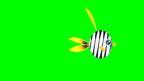 Fish Motion with Striped on Green Screen Chroma Key Background Video stock 336959116