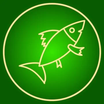 Fish in a neon circle. Easter. Stock Illustration