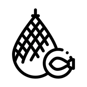 Fish in net icon vector outline illustration Illustrazione stock