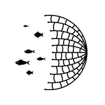 Fish net vector icon illustration. Fishnet rope fisherman icon Illustrazione stock