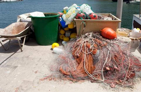 Fish nets and floaters Stock Photos